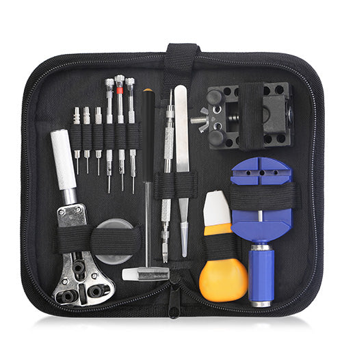 14 PCS Watch Repair Tool Kit Link Remover Watch Case Opener w/ Free Carrying Case - Black by VYSN