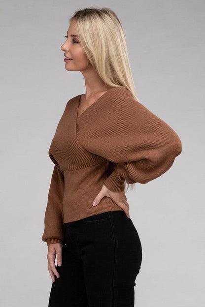 Viscose Cross Wrap Pullover Sweater by BlakWardrob