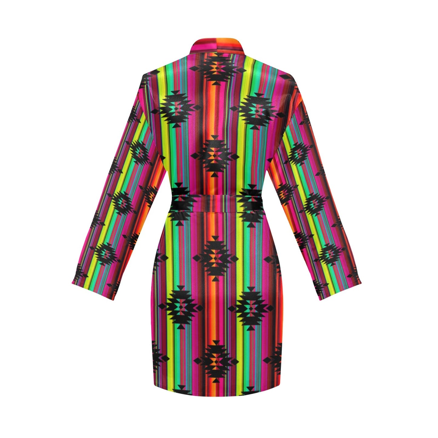 Neon Aztec Women's Long Sleeve Belted Satin Feel Dressing Lounge Robe by Baha Ranch Western Wear