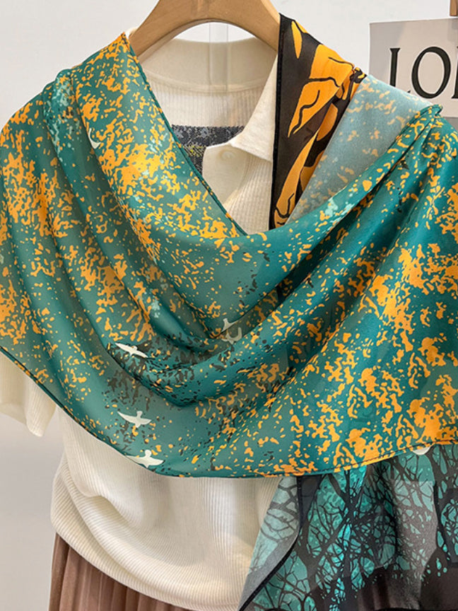 Original Vacation Contrast Color Printed Shawl&Scarf by migunica