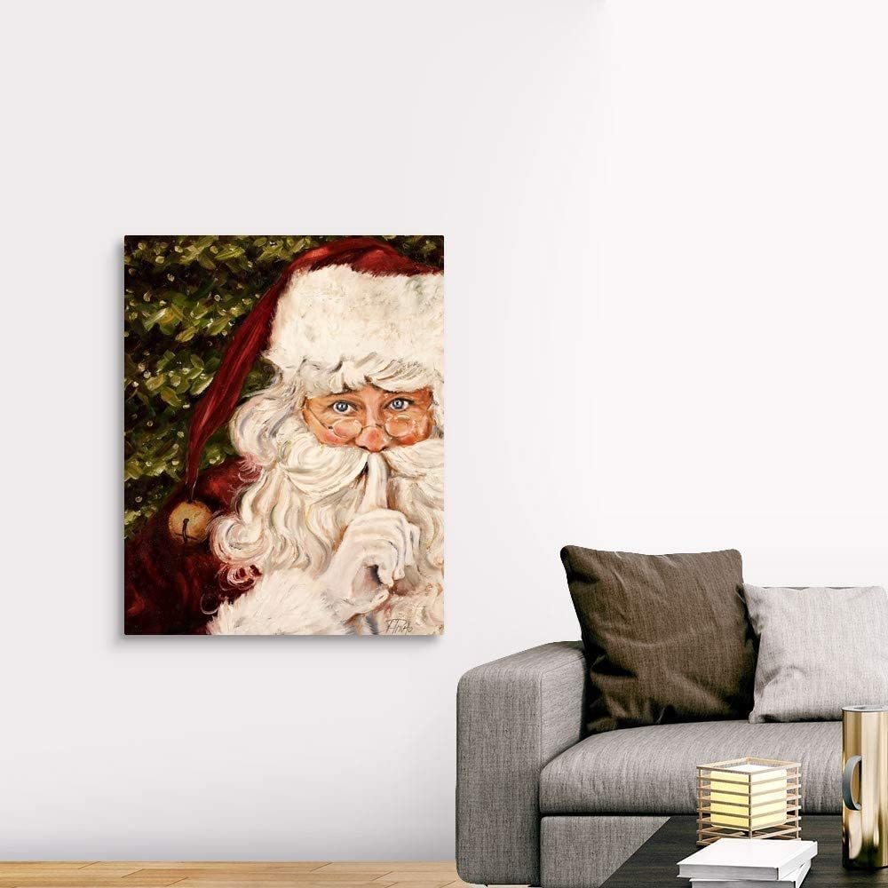 Framed Canvas Wall Art Decor Painting For Chrismas, Santa Claus be Quiet Gift Painting For Chrismas Gift, Decoration For Chrismas Eve Office Living Room, Bedroom Decor-Ready To Hang