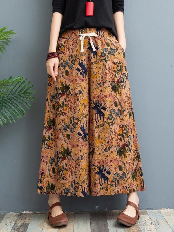 Original Creation Loose Wide Leg Printed Casual Pants Bottoms by migunica