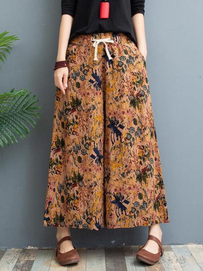 Original Creation Loose Wide Leg Printed Casual Pants Bottoms by migunica