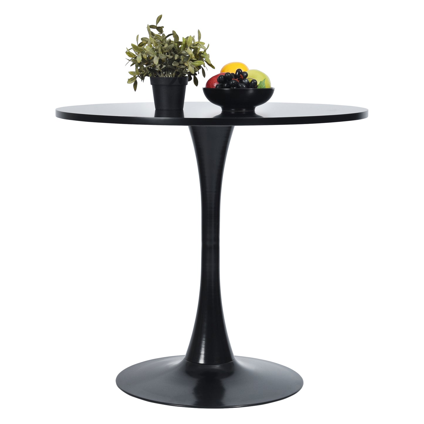 Modern 31.5" Dining Table with Round Top and Pedestal Base in bLack color