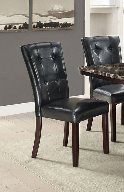 Modern Parson Chairs Black Faux Leather Tufted Set of 2 Side Chairs Dining Seatings