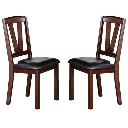 Dark Walnut Wood Framed Back Set of 2 Dining Chairs Breakfast Kitchen Cushion Seats