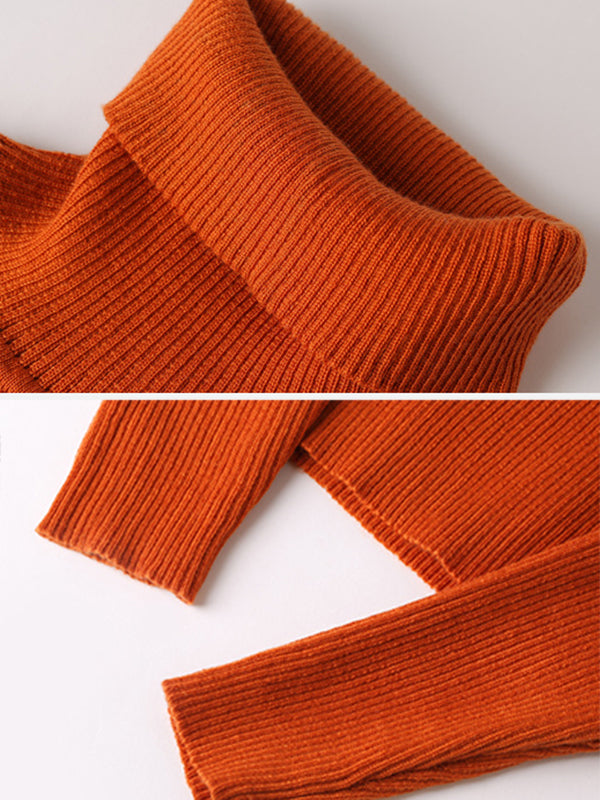 10 Colors Simple Knitting Solid Color High-Neck Pullover by migunica