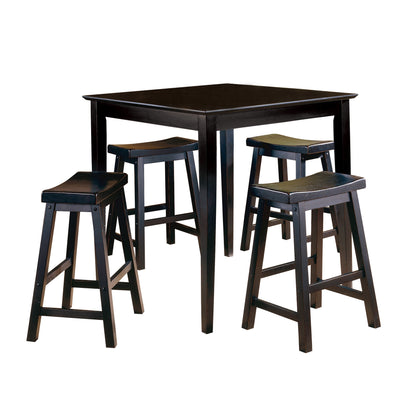 Black Finish 24-inch Counter Height Stools Set of 2pc Saddle Seat Solid Wood Casual Dining Home Furniture