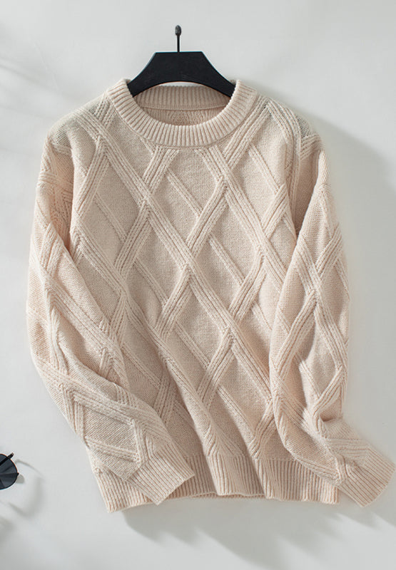 Plaid Texture Round Neck Sweater