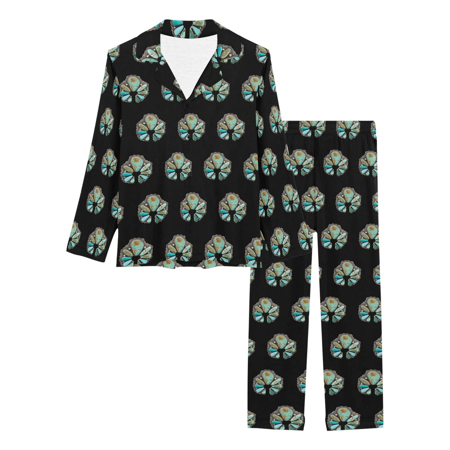 Turquoise Naja Women's Western Long Pajama Set by Baha Ranch Western Wear