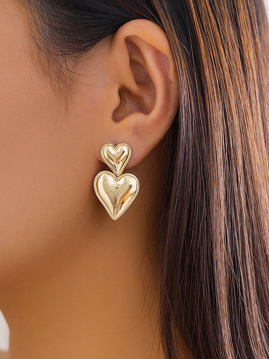 Normcore Heart Shape Solid Color Drop Earrings by migunica