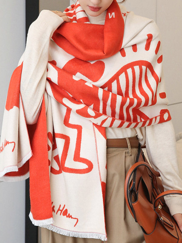 Urban Letter Tasseled Imitated Cashmere Shawl&Scarf by migunica