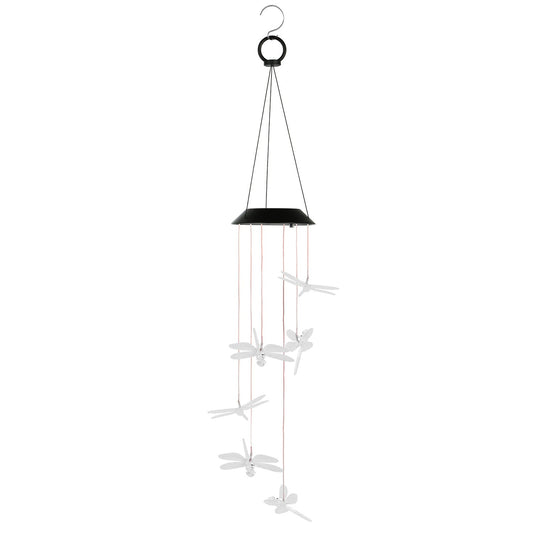 Solar Powered Dragonfly Lights Wind Chimes LED Color Changing Hanging Wind Lamp Waterproof Decorative Night Lamp For Lawn Yard Balcony Porch - Black by VYSN