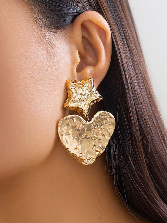 Normcore Heart Shape Solid Color Star Shape Earrings Accessories by migunica