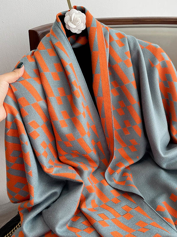 Vintage Printed Tasseled Imitated Cashmere Scarf by migunica