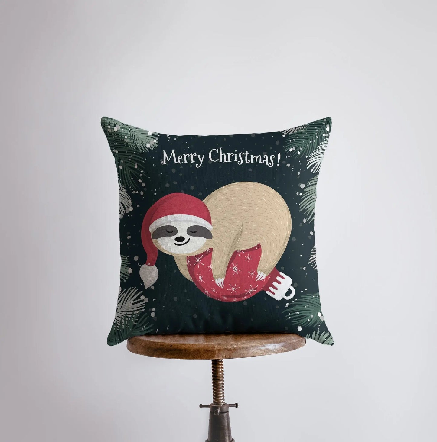 A Merry Little Christmas Sloth | Pillow Cover |  Christmas Decor | Christmas Throw Pillows | Couch Cushions | Sofa Pillows | Gift for Her by UniikPillows