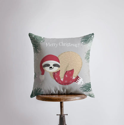 A Merry Little Christmas Sloth | Pillow Cover |  Christmas Decor | Christmas Throw Pillows | Couch Cushions | Sofa Pillows | Gift for Her by UniikPillows