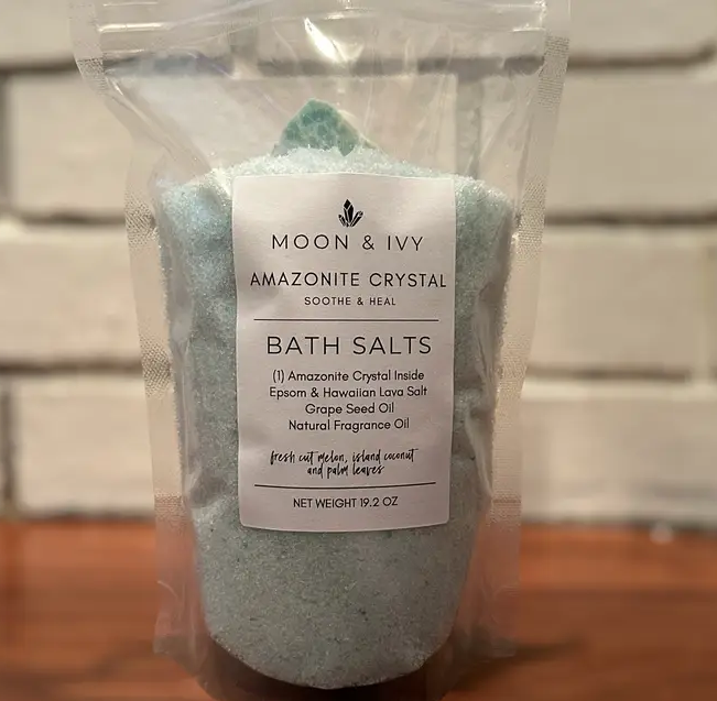 AMAZONITE CRYSTAL INFUSED BATH SALTS by Moon & Ivy