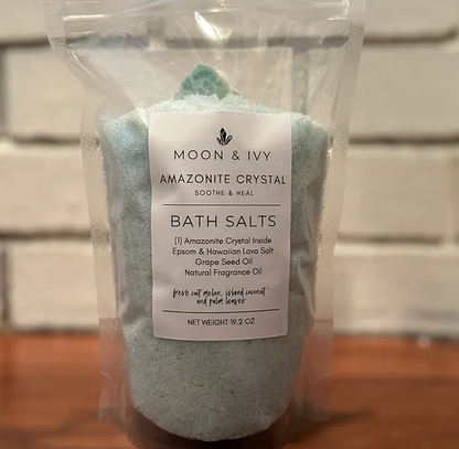 AMAZONITE CRYSTAL INFUSED BATH SALTS by Moon & Ivy