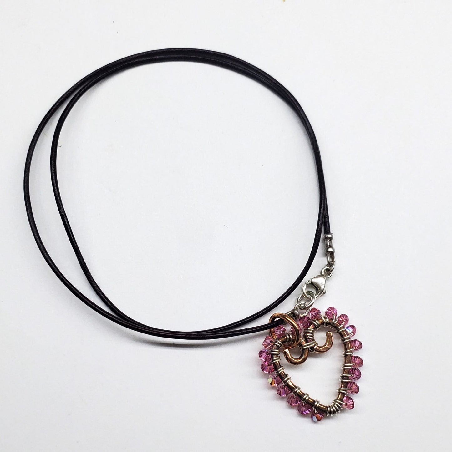 Wire Wrapped Open Heart Crystal Necklace by Alexa Martha Designs