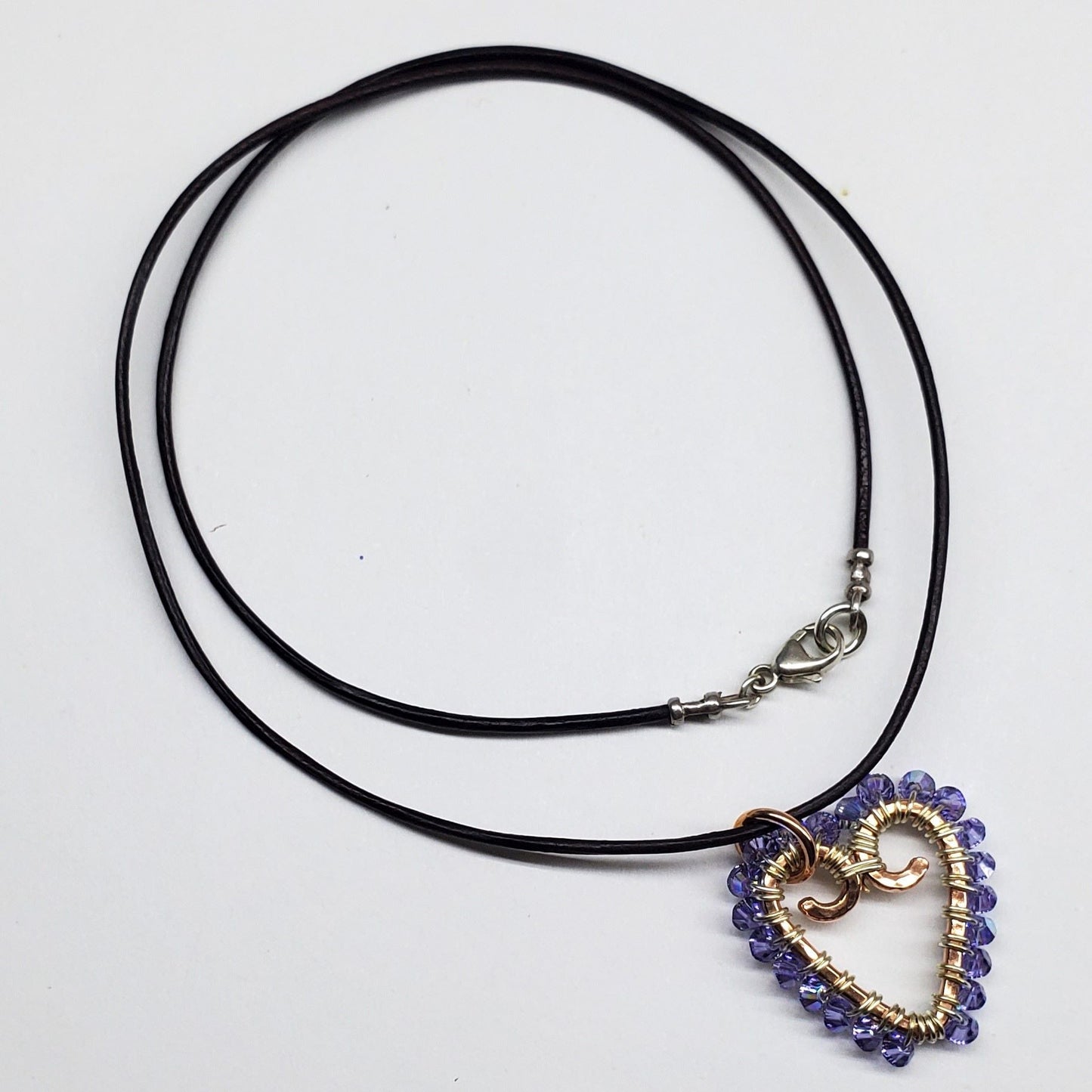 Wire Wrapped Open Heart Crystal Necklace by Alexa Martha Designs