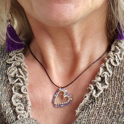 Wire Wrapped Open Heart Crystal Necklace by Alexa Martha Designs