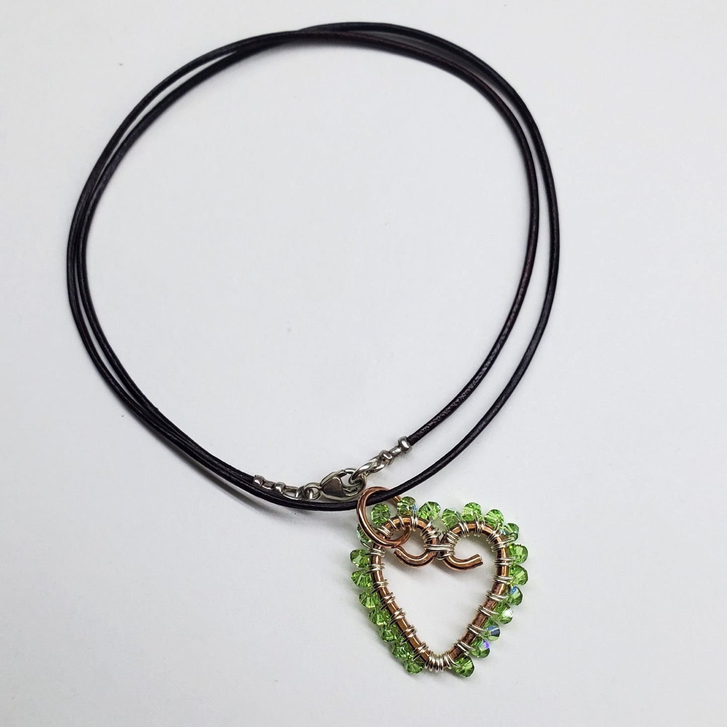 Wire Wrapped Open Heart Crystal Necklace by Alexa Martha Designs