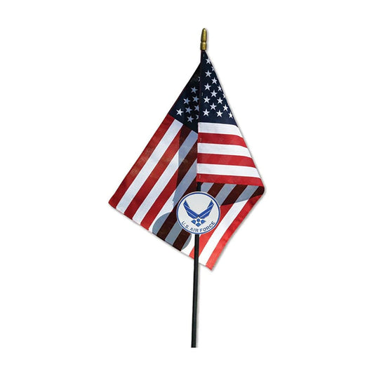 Air Force Wings Veteran Grave Marker With 30 Inch Tall American Cemetery Flag, Officially Licensed Military Seal. by The Military Gift Store