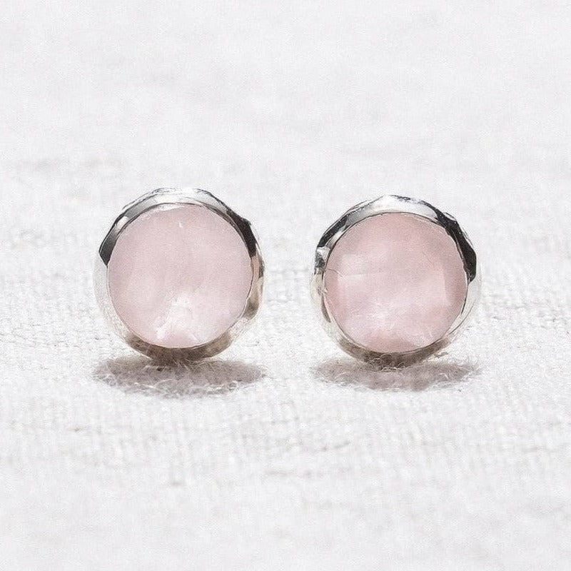 Rose Quartz Silver or Gold Stud Earring by Tiny Rituals