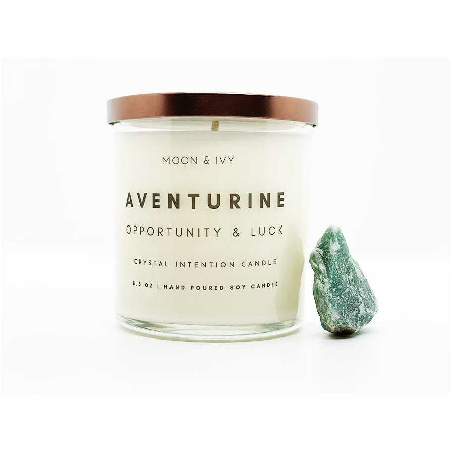 Aventurine Crystal Intention Candle by Moon & Ivy