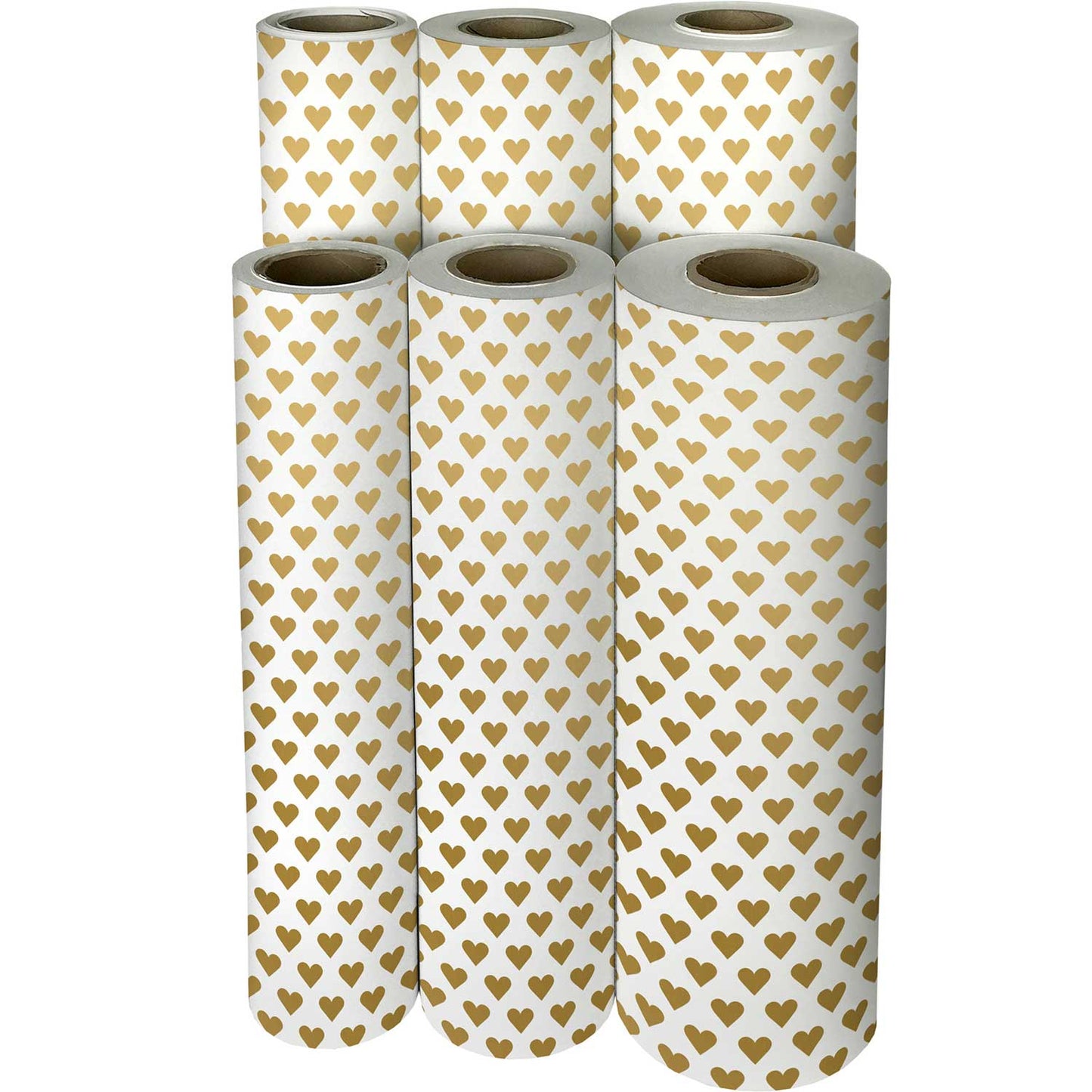 Gold Hearts Wedding Gift Wrap by Present Paper