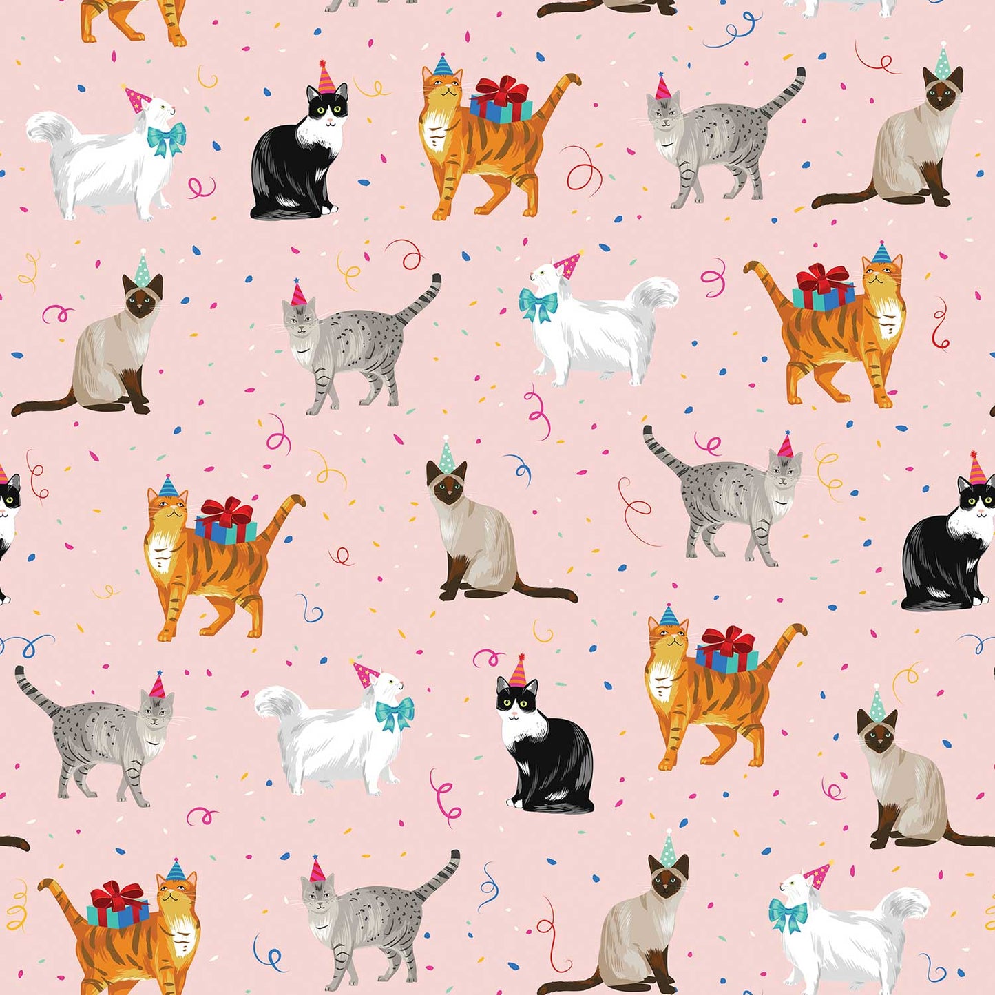 Festive Cats Birthday Gift Wrap by Present Paper