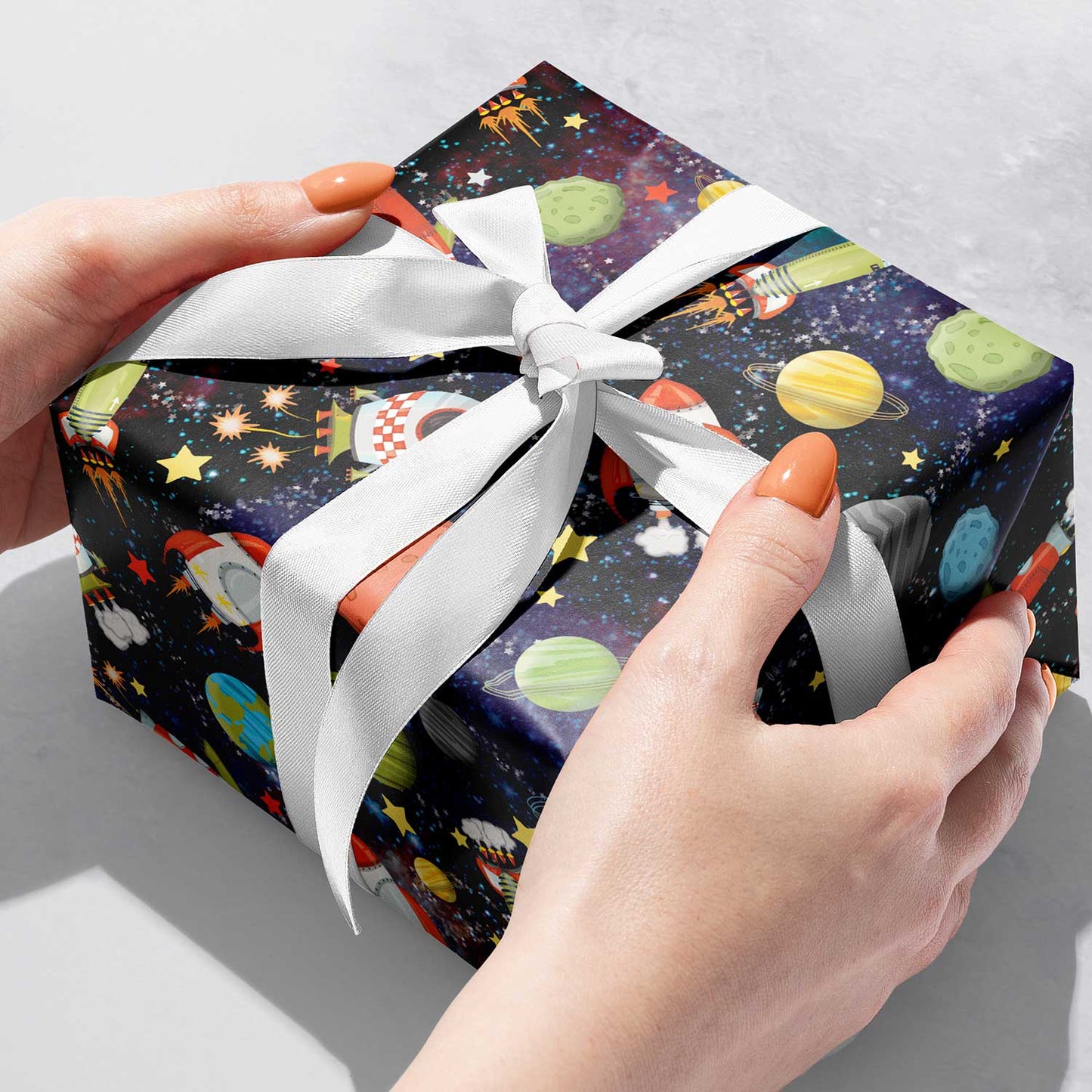 Space Gravity Birthday Gift Wrap by Present Paper