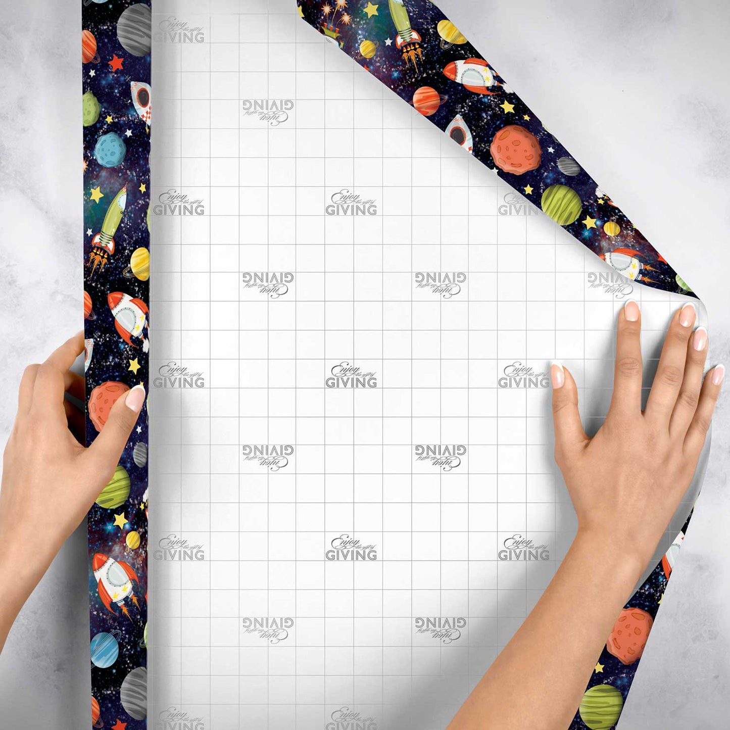 Space Gravity Birthday Gift Wrap by Present Paper