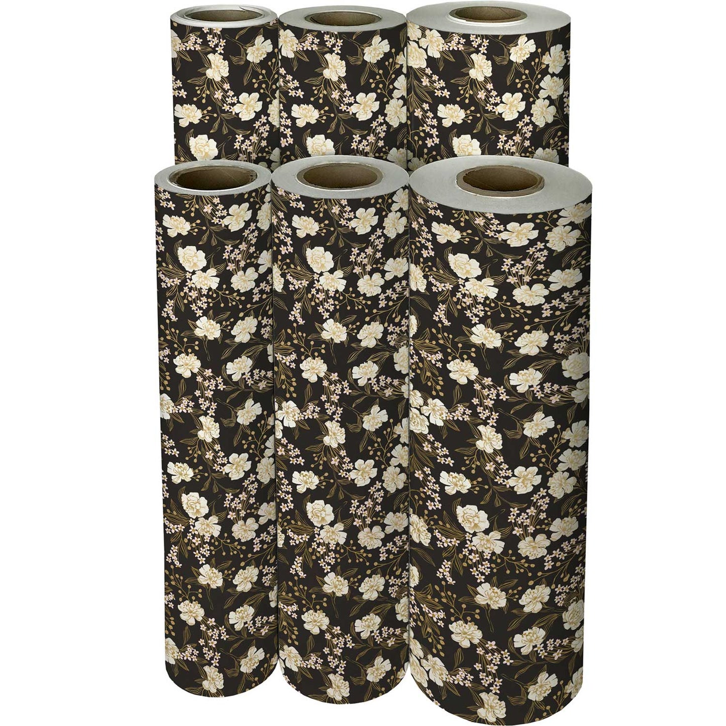 Retro Floral Charcoal Gift Wrap by Present Paper