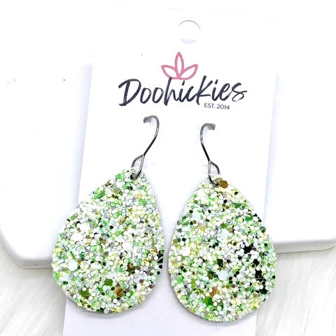 1.5" Shamrock Glitter Itty Bitty Corkies -Earrings by Doohickies Wholesale