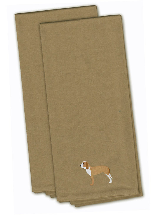 Spanish Hound Tan Embroidered Kitchen Towel Set of 2 BB3391TNTWE by Caroline's Treasures