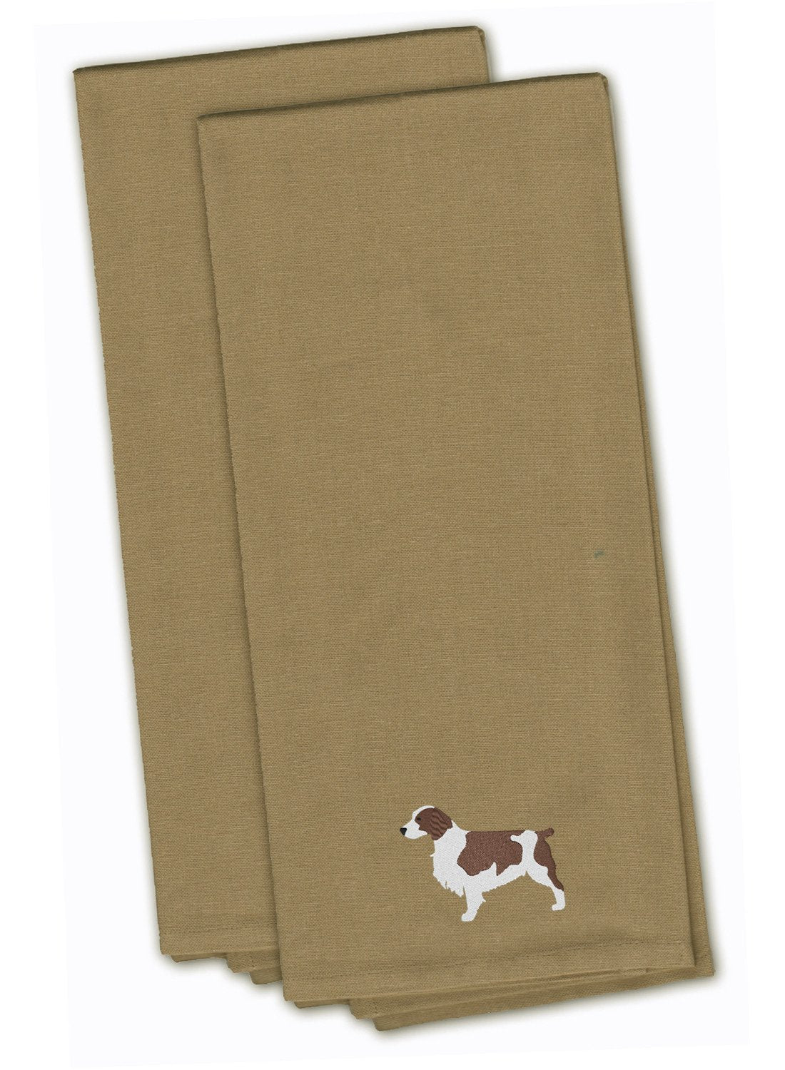 Welsh Springer Spaniel Tan Embroidered Kitchen Towel Set of 2 BB3400TNTWE by Caroline's Treasures