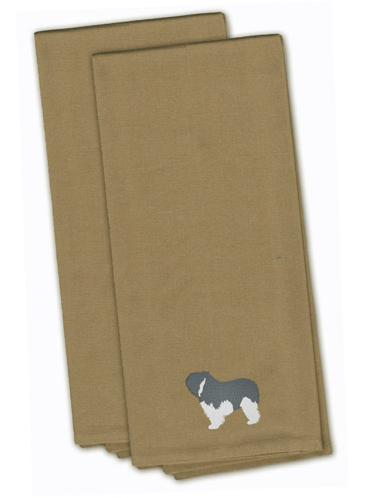 Polish Lowland Sheepdog Dog Tan Embroidered Kitchen Towel Set of 2 BB3432TNTWE by Caroline's Treasures