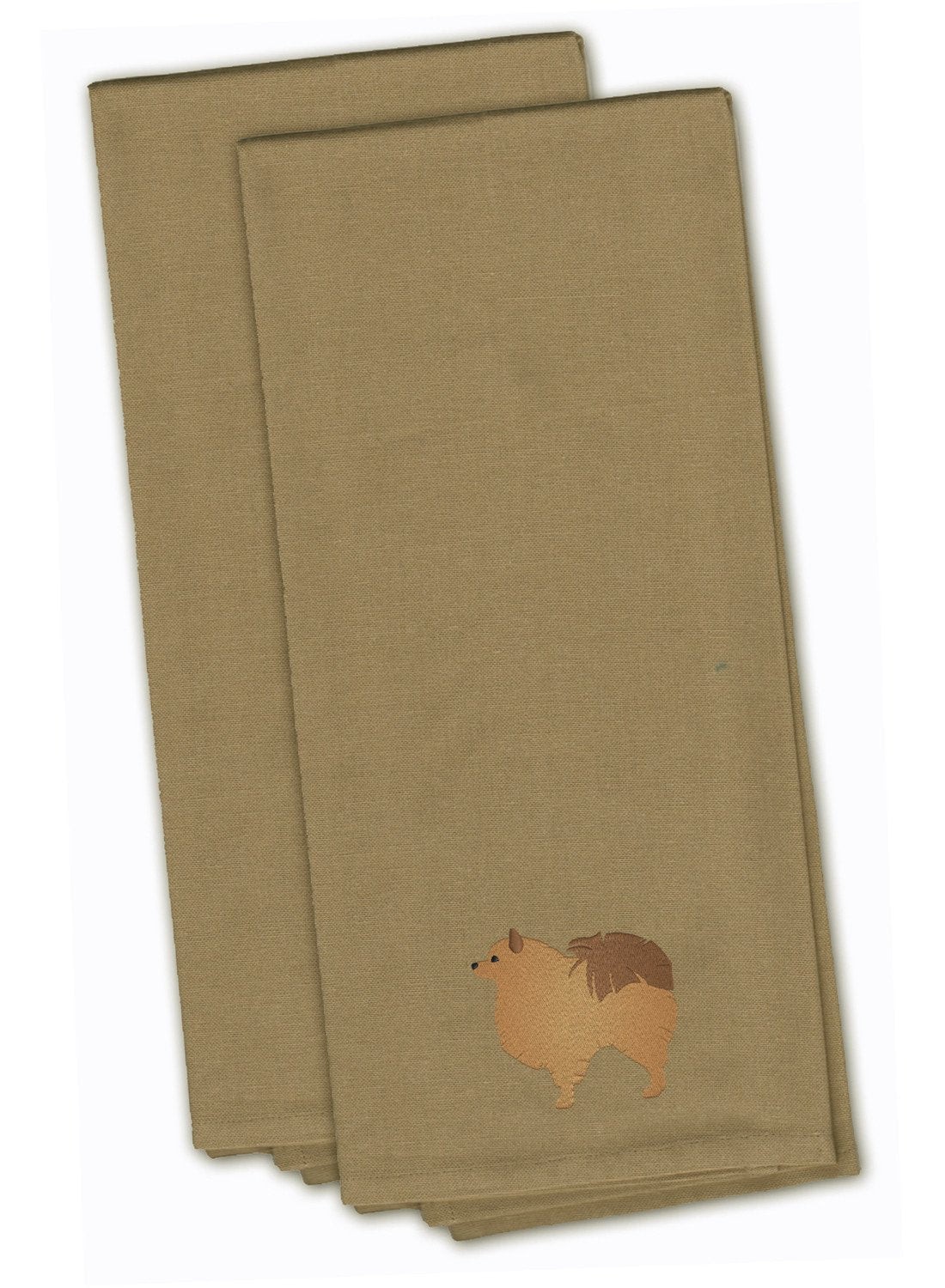 Pomeranian Tan Embroidered Kitchen Towel Set of 2 BB3442TNTWE by Caroline's Treasures