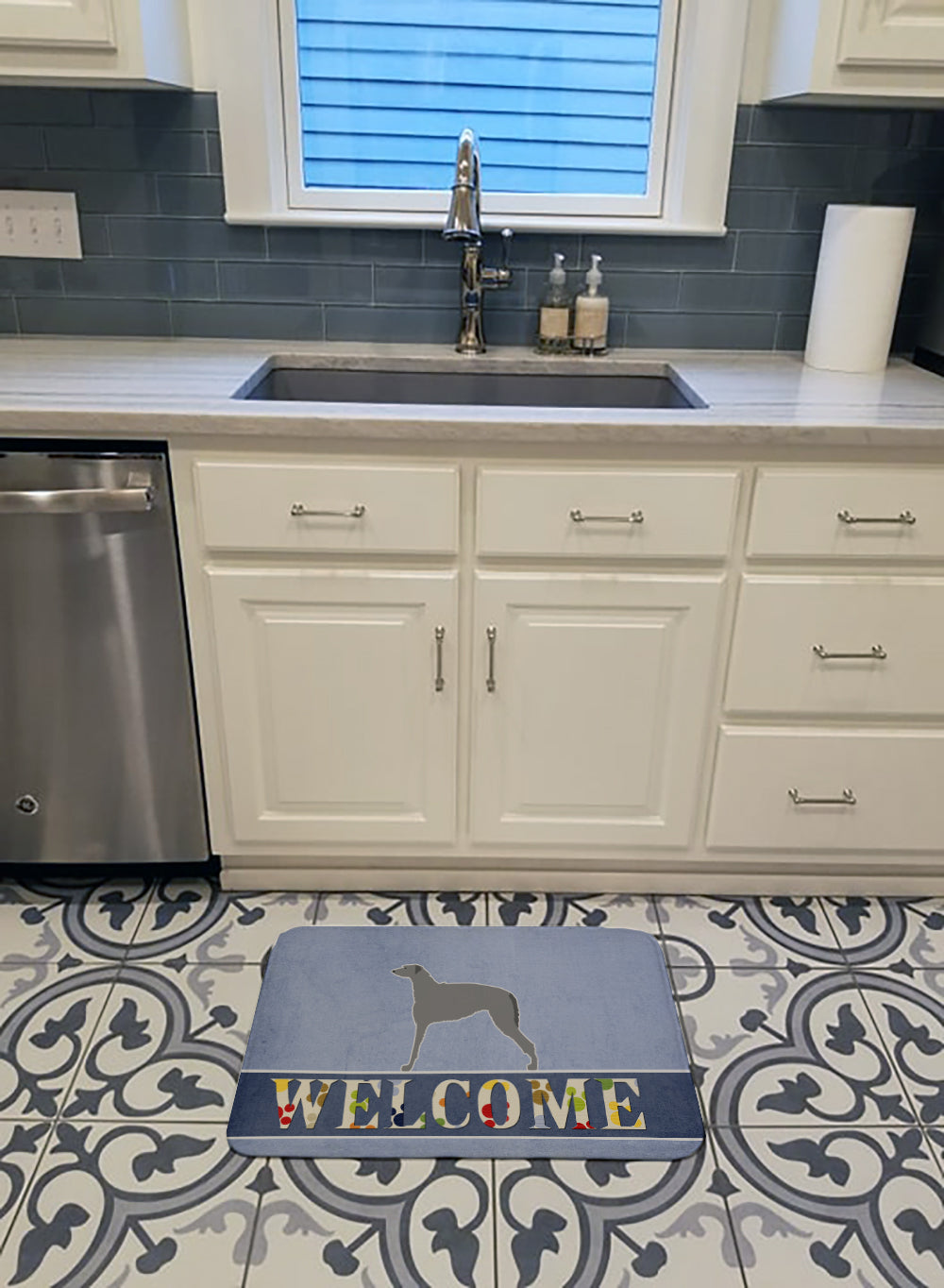 Scottish Deerhound Welcome Machine Washable Memory Foam Mat BB5500RUG by Caroline's Treasures