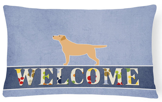 Yellow Labrador Retriever Welcome Canvas Fabric Decorative Pillow BB5501PW1216 by Caroline's Treasures