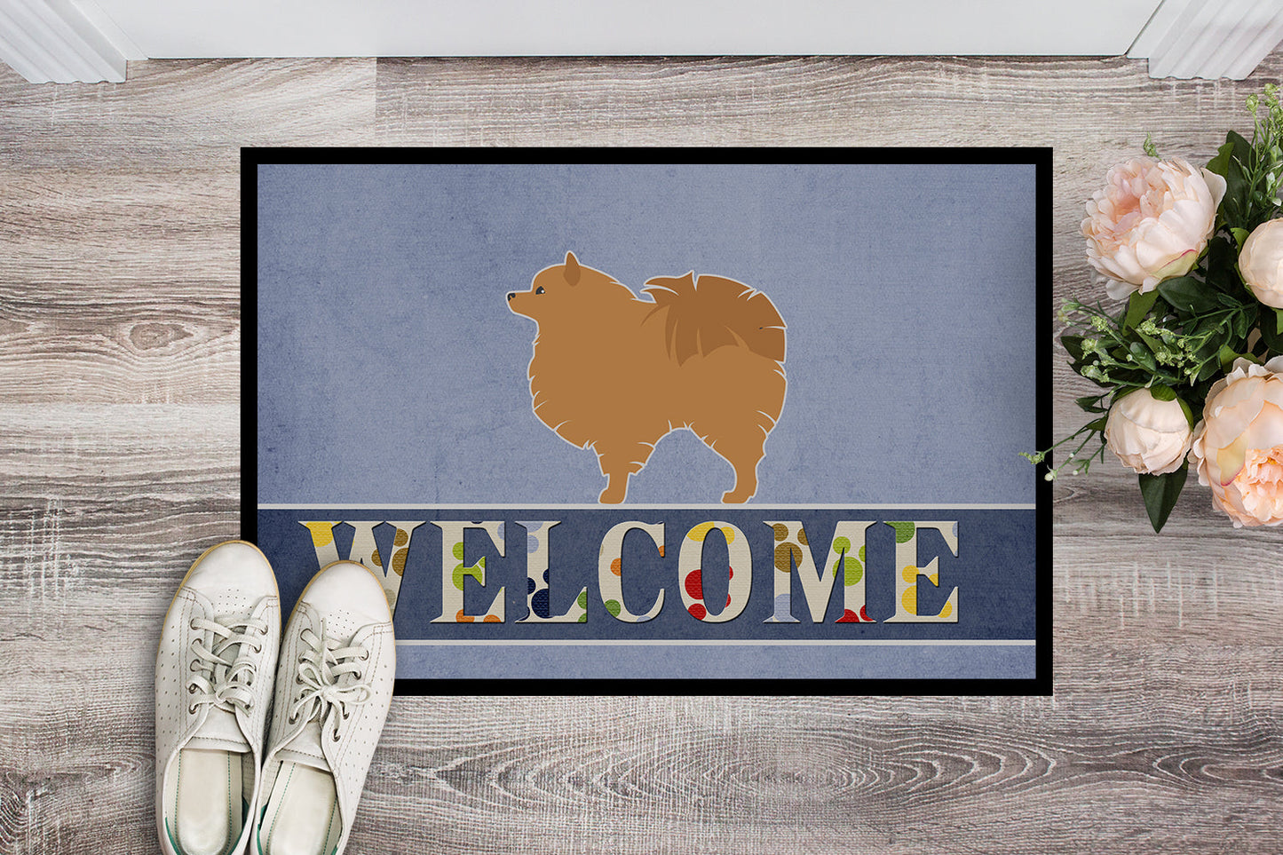 Pomeranian Welcome Indoor or Outdoor Mat 18x27 BB5546MAT by Caroline's Treasures