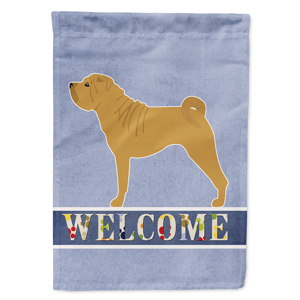 Shar Pei Merry Welcome Flag Canvas House Size BB5556CHF by Caroline's Treasures