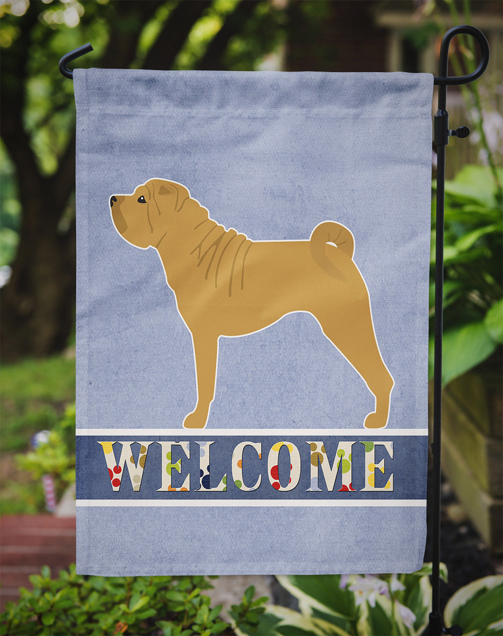 Shar Pei Merry Welcome Flag Garden Size BB5556GF by Caroline's Treasures