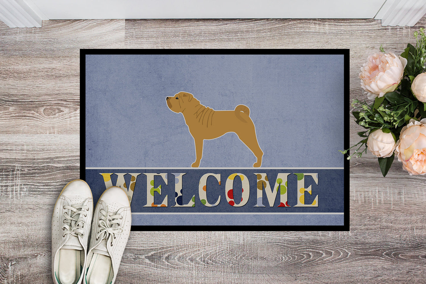 Shar Pei Merry Welcome Indoor or Outdoor Mat 18x27 BB5556MAT by Caroline's Treasures