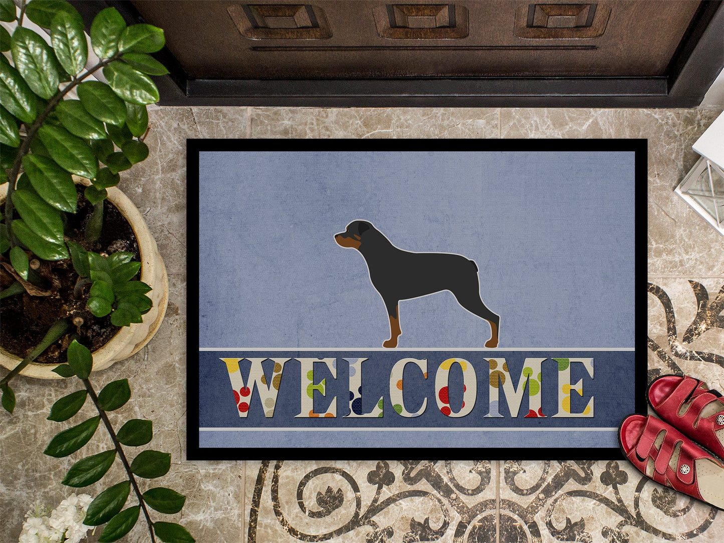 Rottweiler Welcome Indoor or Outdoor Mat 18x27 BB5570MAT by Caroline's Treasures