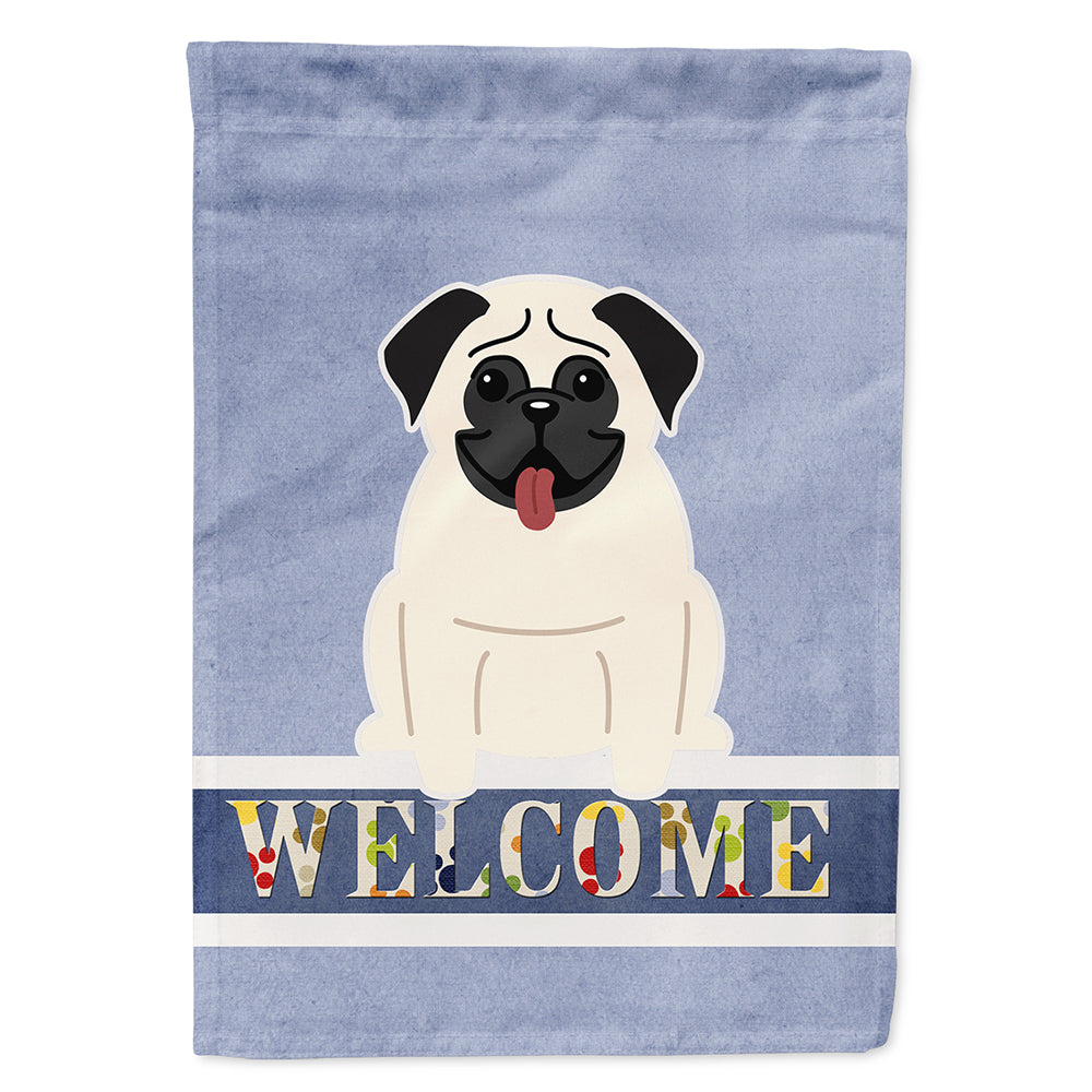 Pug Cream Welcome Flag Canvas House Size BB5585CHF by Caroline's Treasures