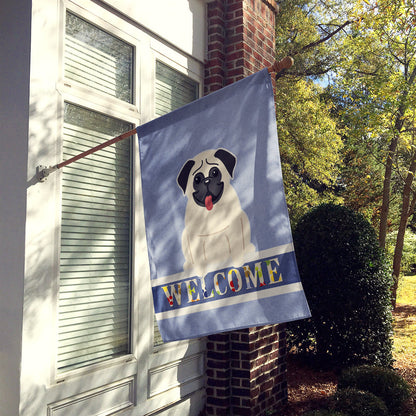 Pug Cream Welcome Flag Canvas House Size BB5585CHF by Caroline's Treasures