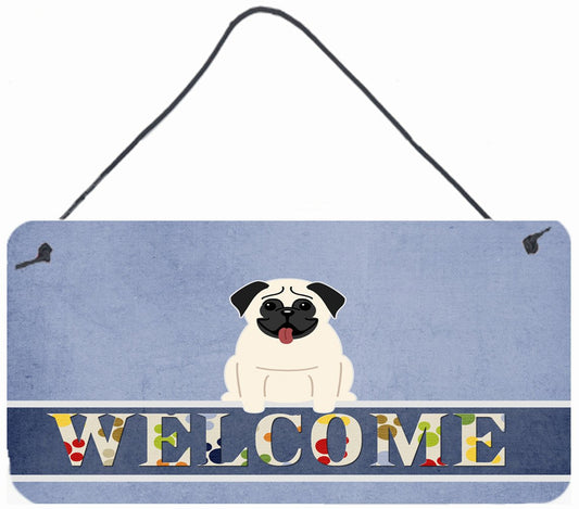 Pug Cream Welcome Wall or Door Hanging Prints BB5585DS812 by Caroline's Treasures